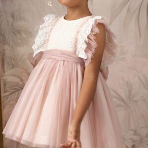 Vestido Ceremonia Alba rosa con beige
