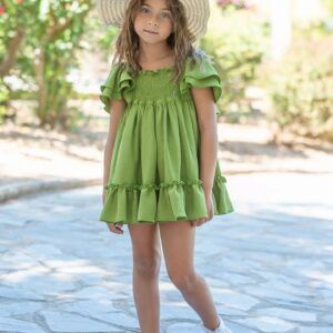Vestido engomado en delantero verde Vera