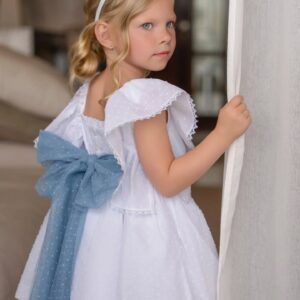 Vestido 39/0228/V blanco plumeti con azul