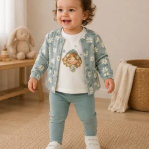 Conjunto 3 piezas con chaqueta bebé Ref. 26-01749-088 menta
