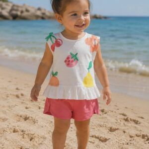 Conjunto pantalón corto y camiseta frutas bebé Ref. 26-01209-060 hibisco
