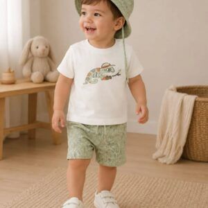 Conjunto punto 3 piezas con gorro bebé Ref. 26-01667-081  matcha