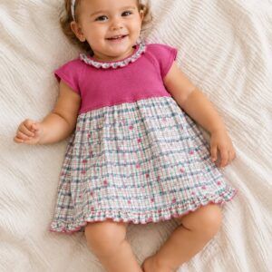 Vestido cuerpo de punto cuadros 26126 Fresa Juliana