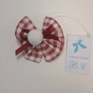 Lazo 12 vichy granate con pompón