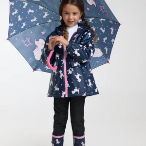 Chubasquero niña forro polar estampado caniches