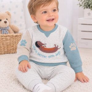 Conjunto bebé sudadera y pantalón estampado Life is better with dogs